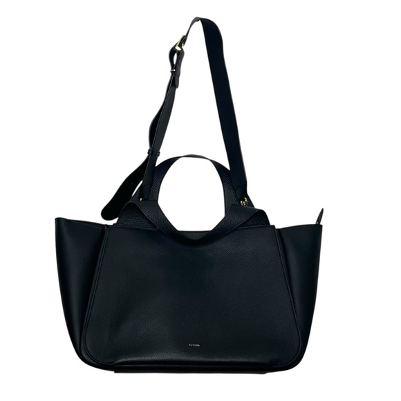 Cuyana Mila Satchel Black Italian Leather Work Travel Laptop Tote Bag - Picture 2 of 15